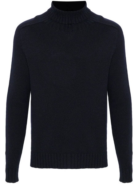  Bompard Hammer-sleeve Round-neck Sweater - Blue 