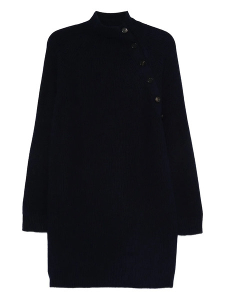  Bompard Mock-neck Buttoned Mini Dress - Blue 