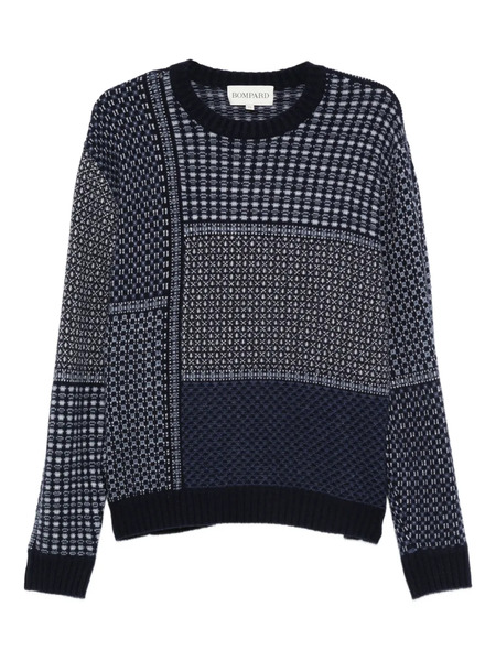  Bompard Patchwork Round-neck Sweater - Blue 