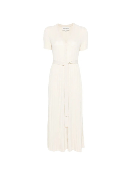  Bompard Ribbed Belted Knitted Midi Dress - Neutrals 