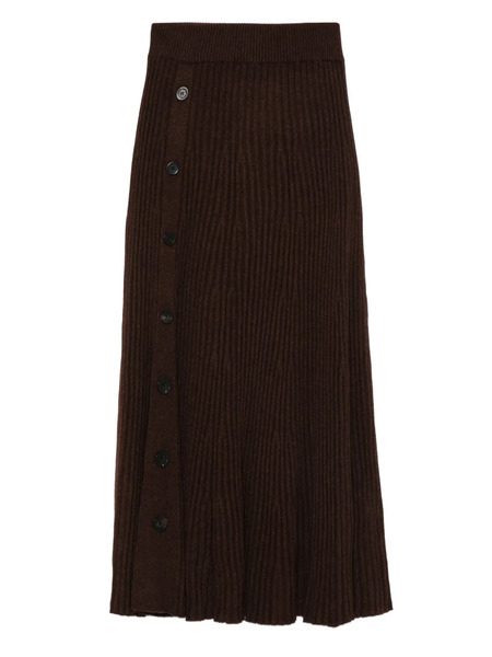  Bompard Ribbed Flared Midi Skirt - Brown 