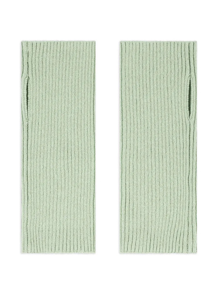  Bompard Ribbed Short Mittens - Green 