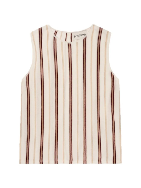  Bompard Striped Collarless Knitted Top - Neutrals 
