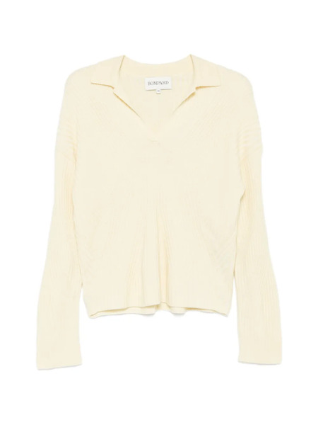  Bompard Two-tone Ribbed Polo Top - Neutrals 