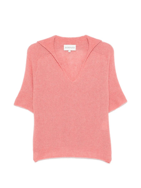  Bompard V-neck Short-sleeve Polo Top - Pink 