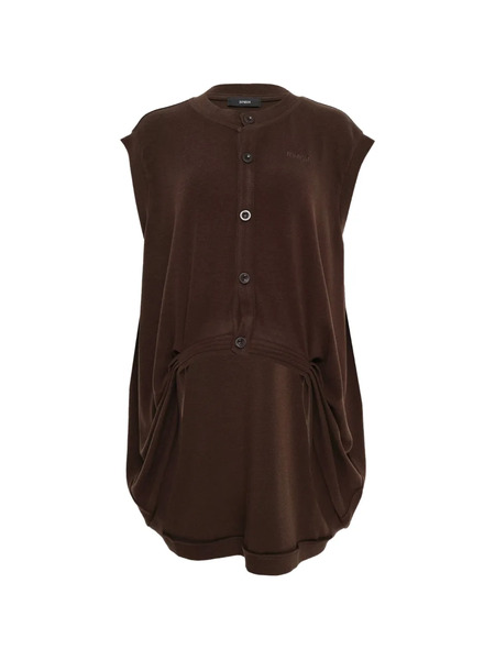  Bonbom Button Front Drape Cardigan - Brown 