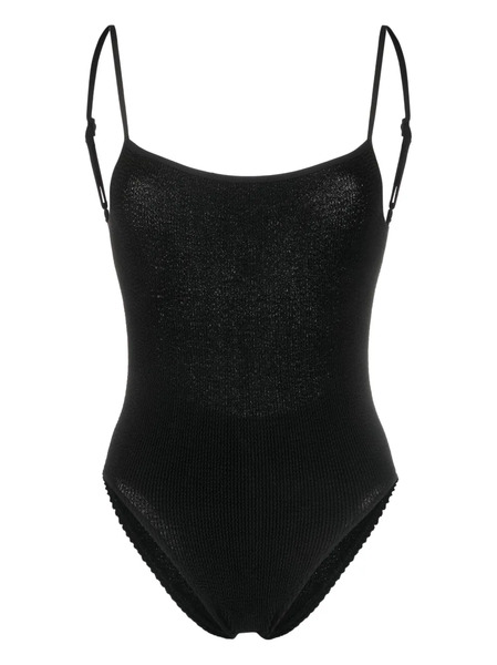  Bond-eye Crinkled Scoop-back Swimsuit - Black 