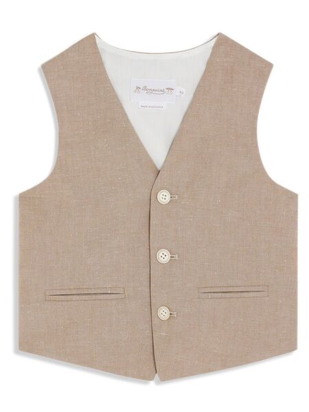  Bonpoint Button-up Linen-blend Waistcoat - Neutrals 
