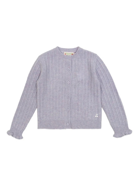  Bonpoint Cable-knit Ruffled Cardigan - Purple 