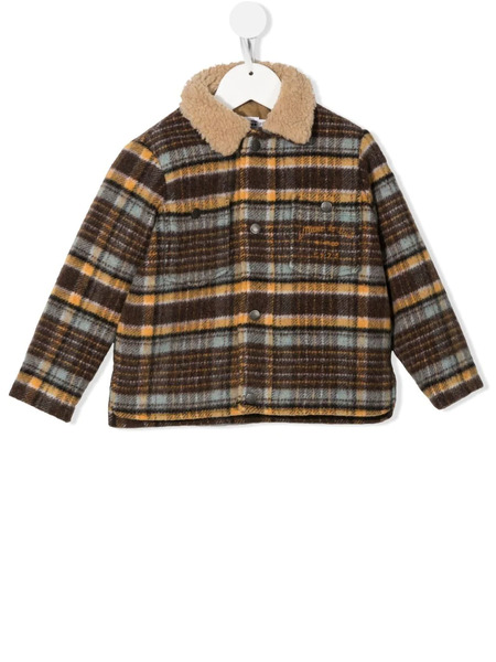  Bonpoint Checked Shearling-collar Jacket - Brown 