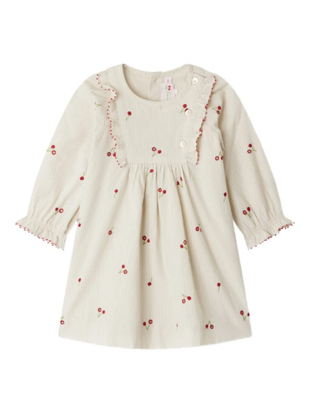  Bonpoint Cherry-embellishment Ruffled Dress - Neutrals 