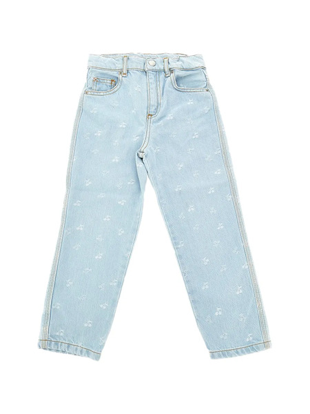  Bonpoint Cherry Logo Pattern Denim Jeans - Blue 