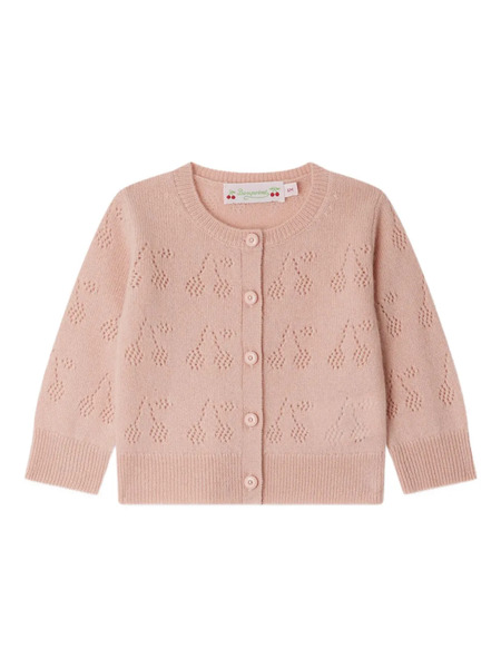  Bonpoint Cherry-pattern Button Cardigan - Pink 