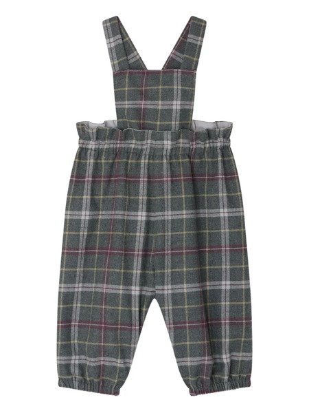  Bonpoint Cross-back Checked Romper - Grey 