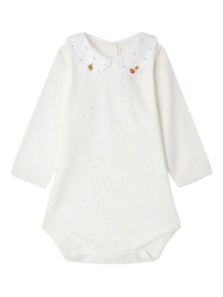  Bonpoint Embroidered-collar Bodysuit - White 