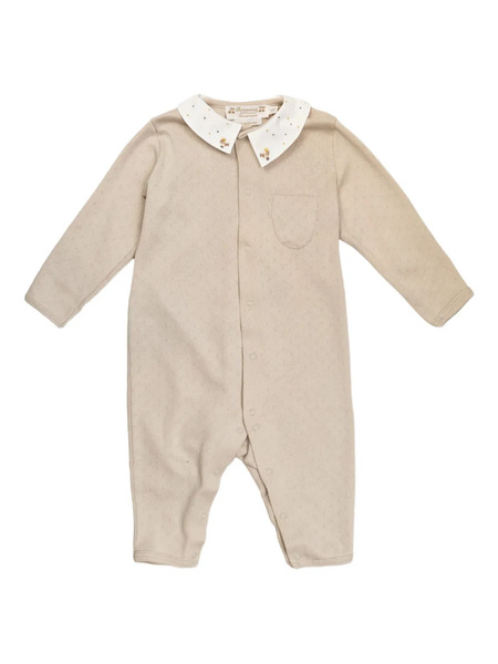  Bonpoint Embroidered-collar Cotton Romper - Neutrals 