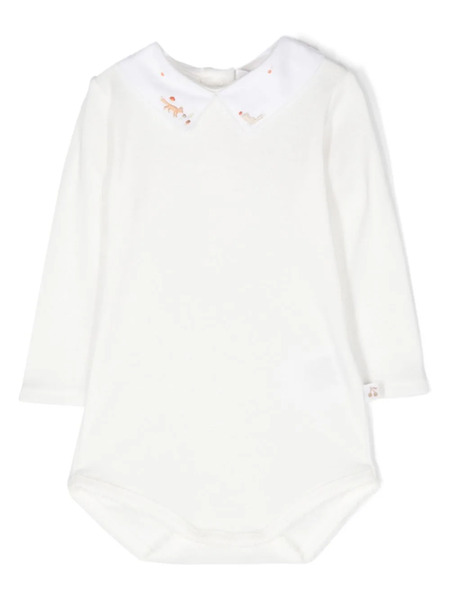  Bonpoint Embroidered Cotton Romper - White 