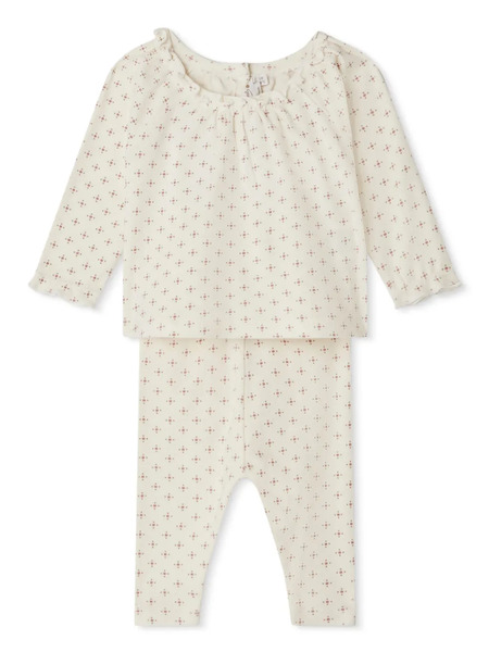  Bonpoint Geometric-print Organic-cotton Trouser Set - Neutrals 