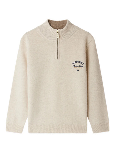  Bonpoint Gert Half-zip High-neck Jumper - Neutrals 