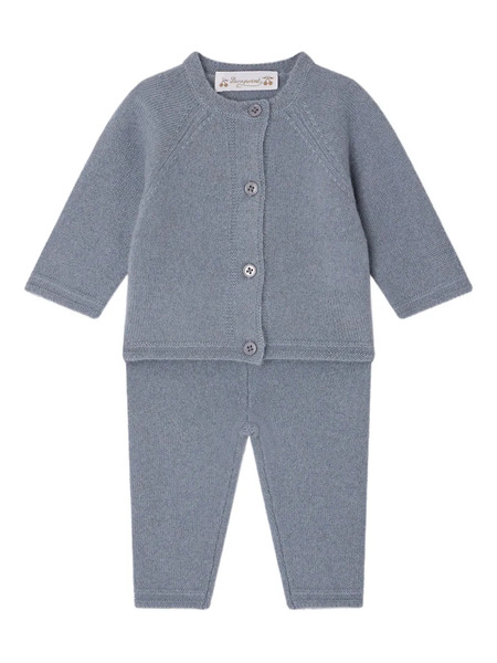  Bonpoint Jeannot Button-front Cashmere Set - Blue 