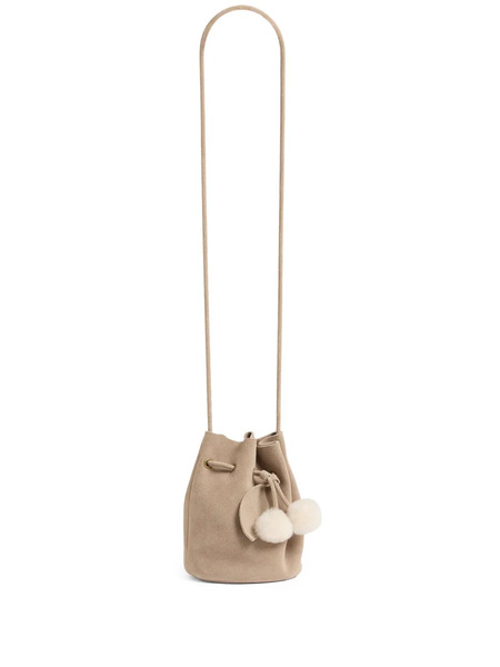  Bonpoint Jessika Drawstring Pom-pom Bucket Bag - Neutrals 