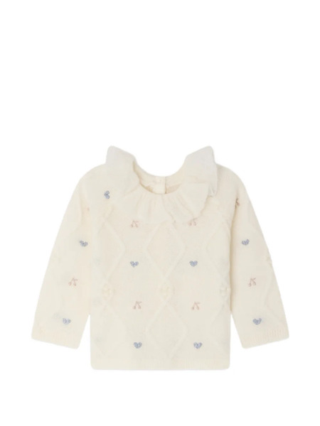  Bonpoint Jostina Ruffled Sweater - Neutrals 