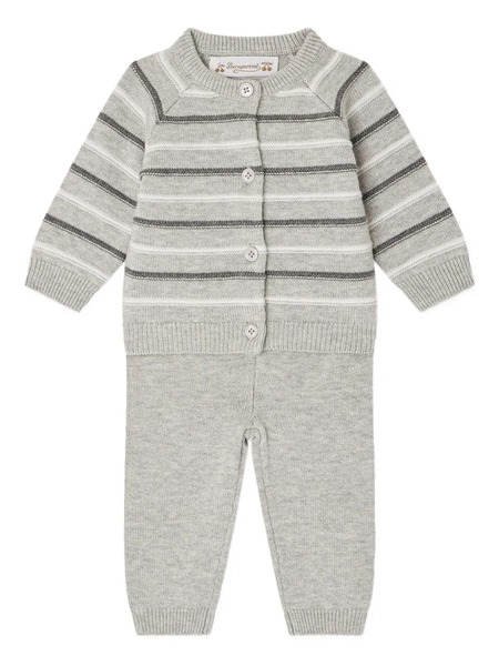  Bonpoint Justio Striped Knitted Set - Grey 