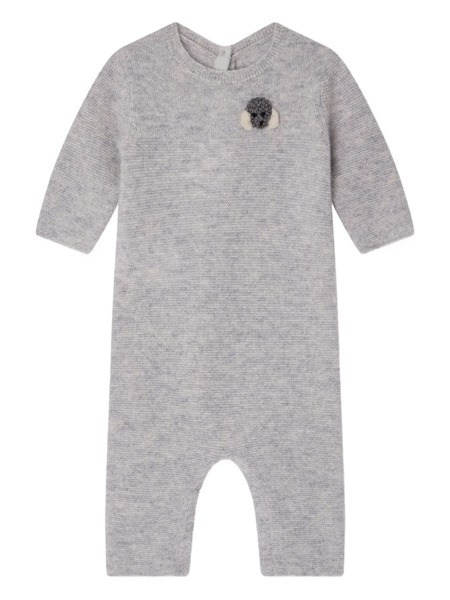  Bonpoint Knitted Appliqué Romper - Grey 