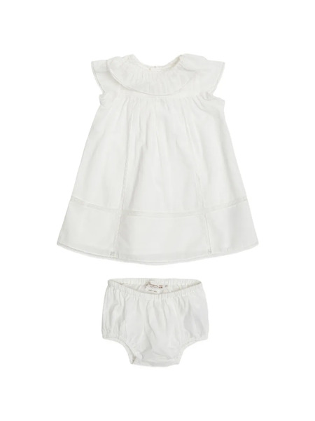  Bonpoint Lenou Ruffled Dress Set - Neutrals 