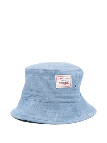  Bonpoint Log- Patch Bucket Hat - Blue 