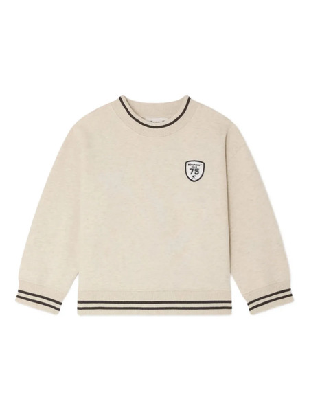  Bonpoint Logo-patch Ribbed-trim Sweatshirt - Neutrals 