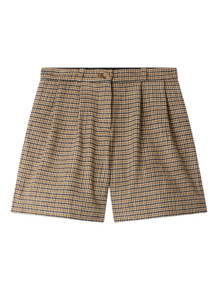  Bonpoint Pleated Houndstooth Smart Shorts - Brown 