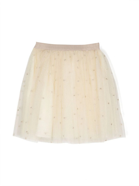  Bonpoint Pois Star-embroidered Tulle Skirt - Gold 