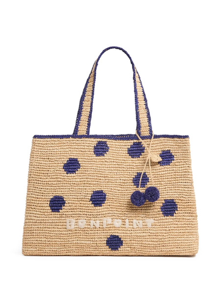 Bonpoint Polka-dot Raffia Bag - Neutrals 