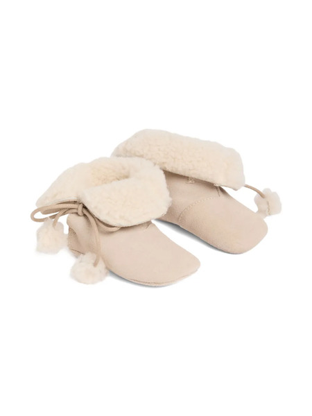  Bonpoint Pom-pom Suede Booties - Neutrals 