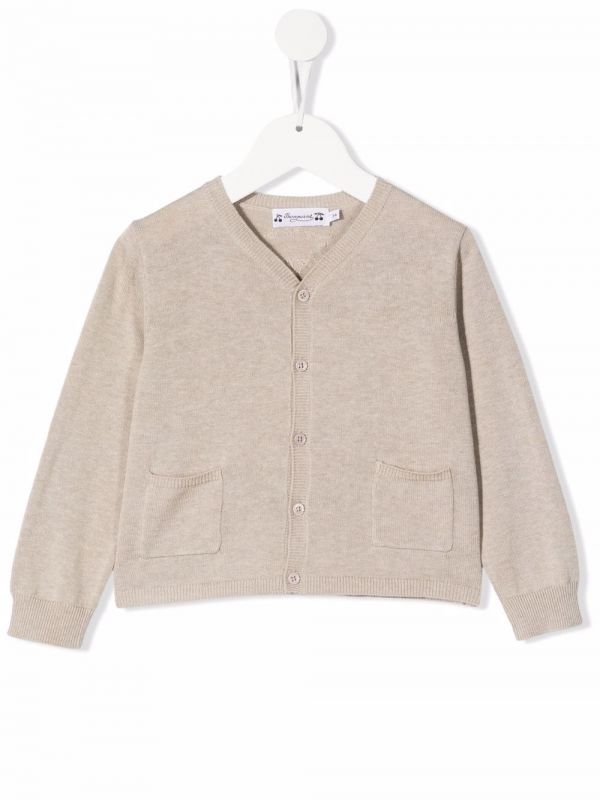  Bonpoint Ribbed-knit Long-sleeved Cardigan - Neutrals 