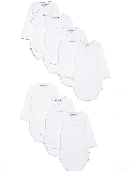  Bonpoint Seven-pack Embroidered Bodysuits - White 
