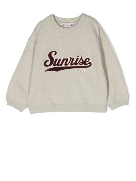  Bonpoint Slogan-patch Crew Neck Sweatshirt - Neutrals 
