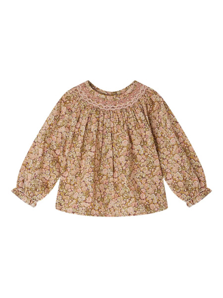  Bonpoint Smocked Floral Shirt - Pink 