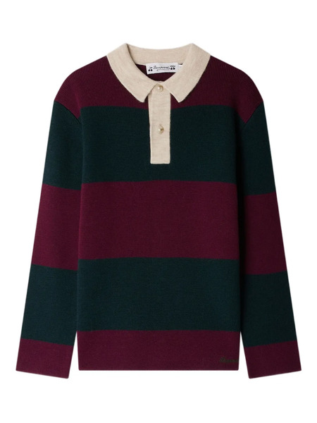  Bonpoint Striped Polo Sweater - Red 