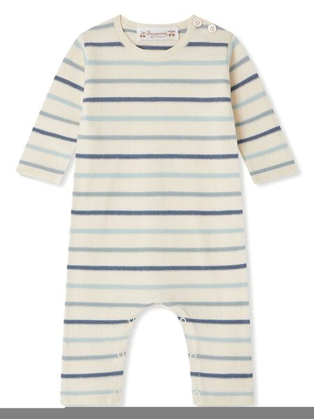  Bonpoint Striped Romper - White 