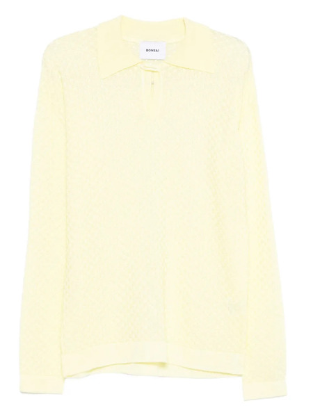  Bonsai Keyhole Polo-neck Sweater - Yellow 