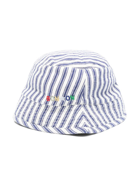  Bonton Halo-stripe Cotton Sun Hat - Blue 