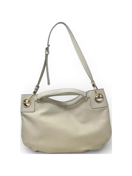  Borbonese Medium London Leather Shoulder Bag - White 