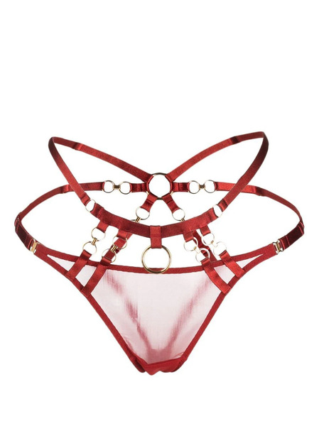  Bordelle Kleio Backless Satin Briefs - Red 