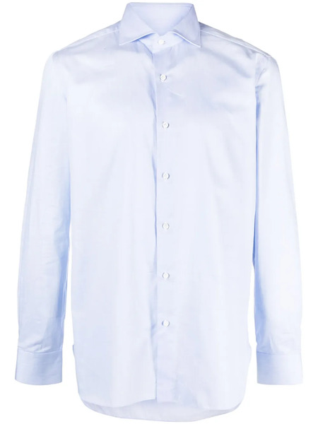  Borrelli Spread-collar Plain Shirt - Blue 