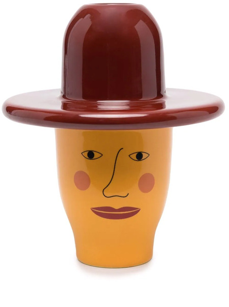  Bosa Face-print Ceramic Candle Holder - Red 