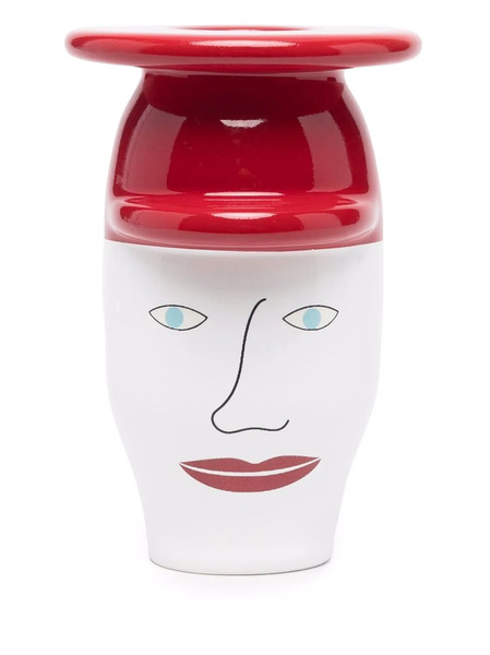  Bosa Face-print Ceramic Candle Holder - Red 