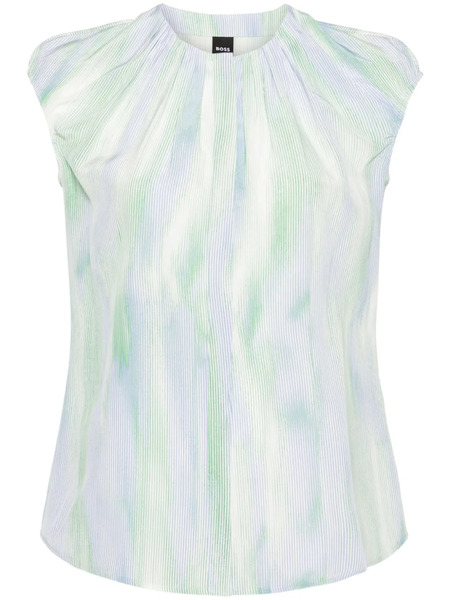  Boss Abstract-stripes Sleeveless Shirt - Blue 