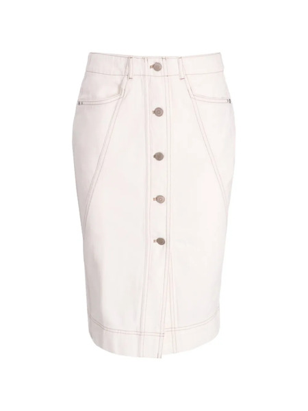  Boss Button Cotton Skirt - Neutrals 